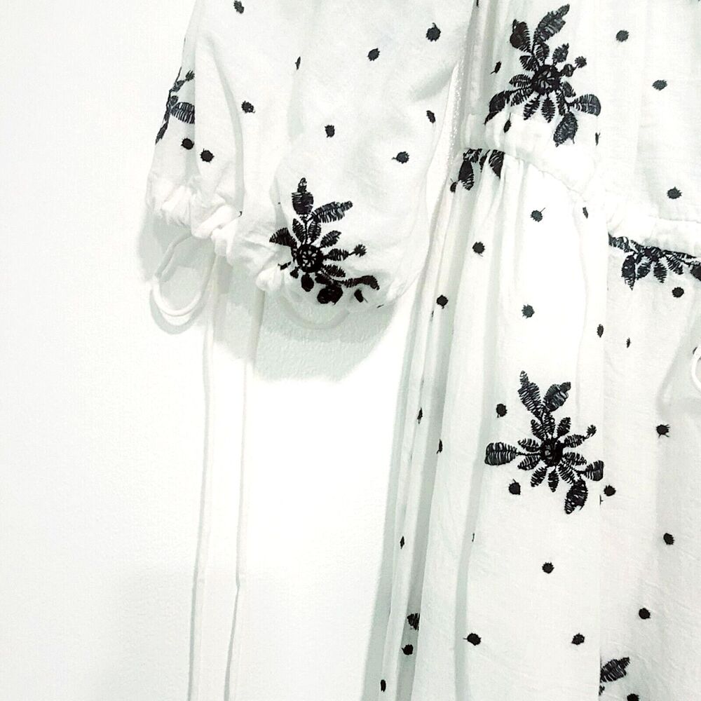 Zara Ecru off the shoulder Midi eyelet Dress S milkmaid Cottage tassels TRF - Picture 7 of 16